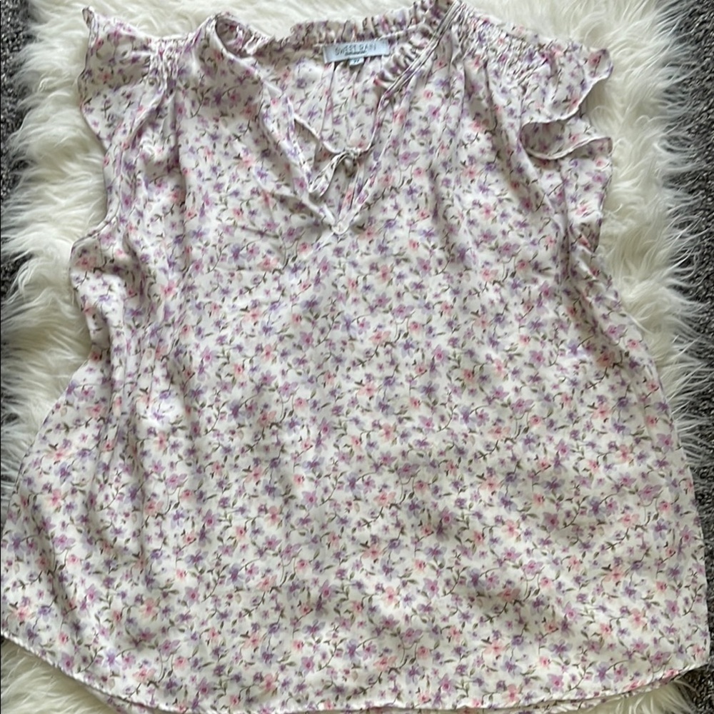 Sweet Rain Pink and White Floral Blouse